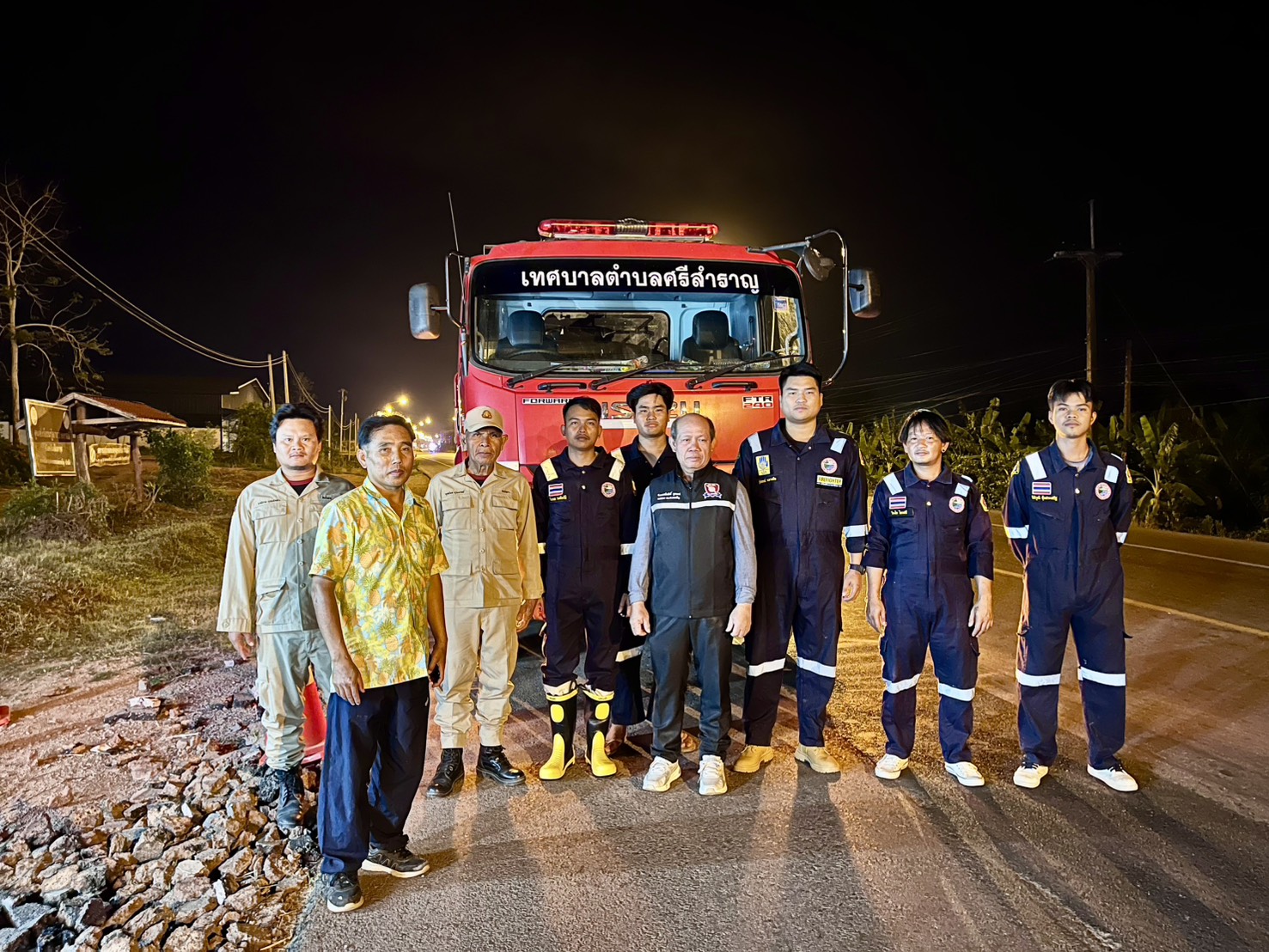 เทศบาลตำบลศรีสำราญ ออกดับไฟเขตเทศบาลตำบลศรีชมภู อำเภอพรเจริญอจังหวัดบึงกาฬ